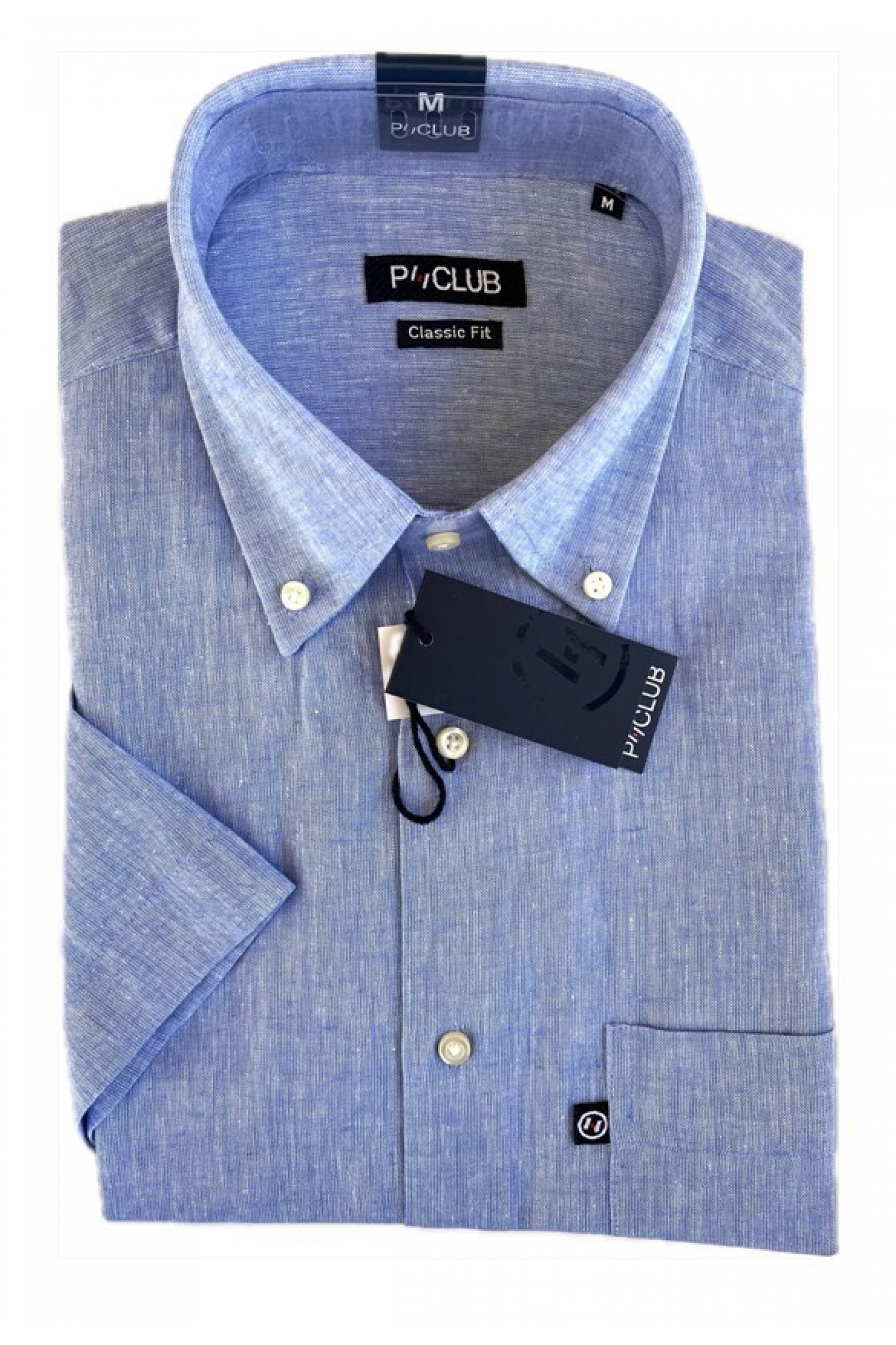 CAMICIA PCLUB LINO/COT MEZZA MANICA BIG